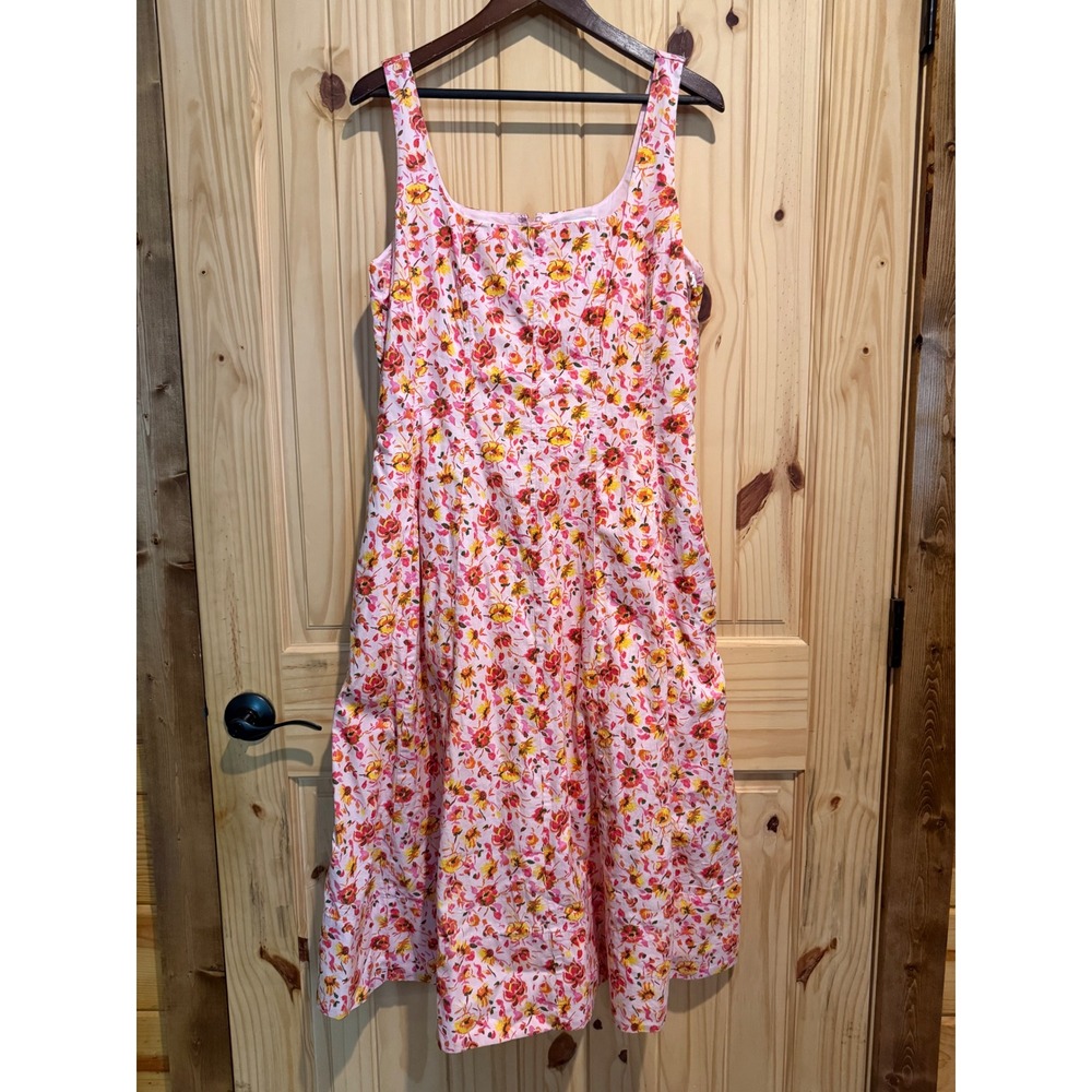 Free Assembly Pink Floral Cotton Sleeveless Midi Dress FAWWD00405SM24 L 12-14